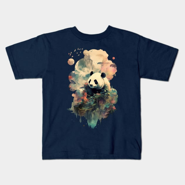 Panda Mountain Kids T-Shirt by DavidLoblaw